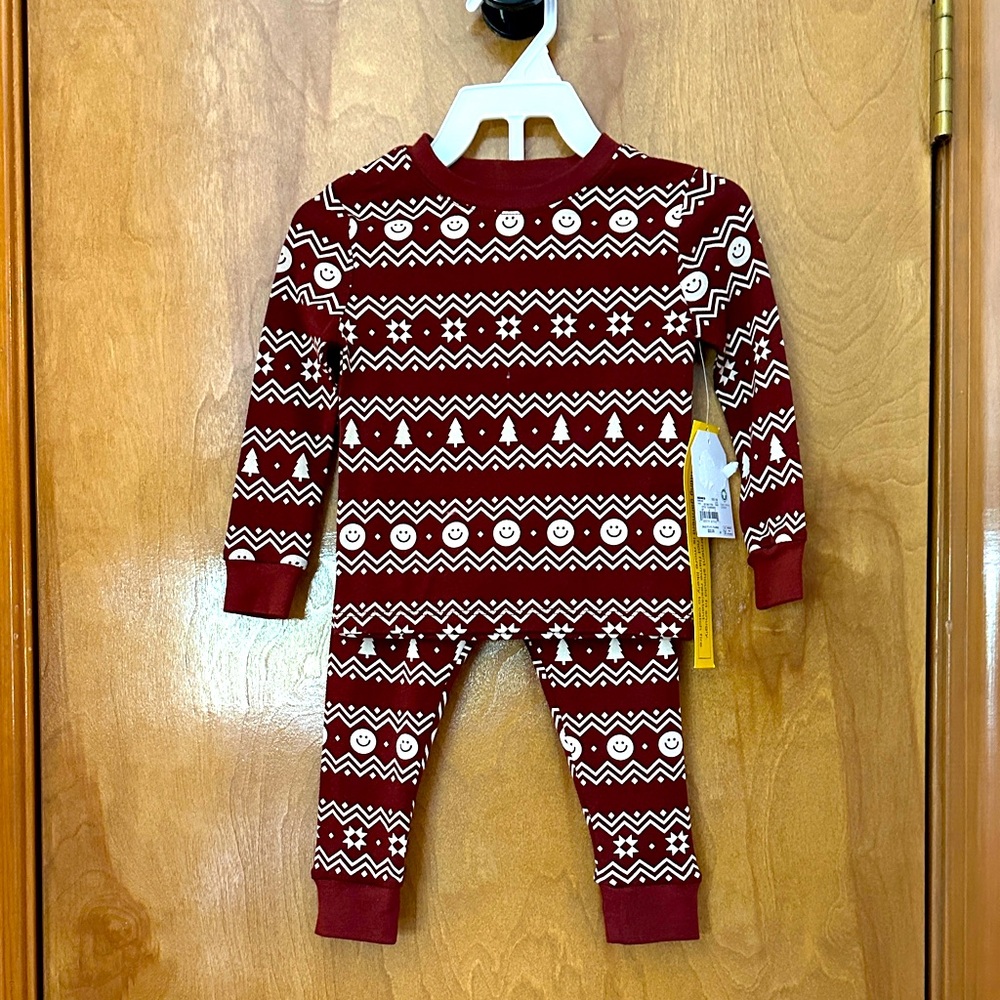 2 piece smiley winter organic pajama set